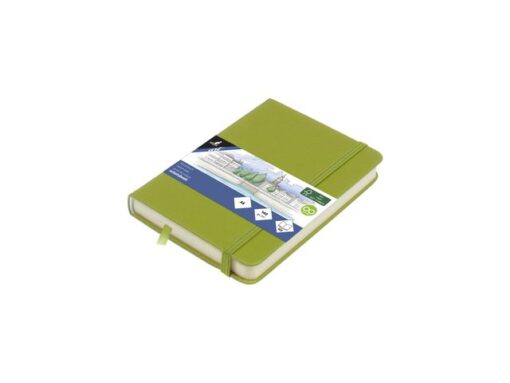 Schetsboek Kangaro A6 lime green PU HC 80 vel 140gr roomwit met elastiek en lint