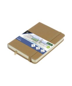 Schetsboek Kangaro A6 taupe PU HC 80 vel 140gr roomwit met  elastiek en lint