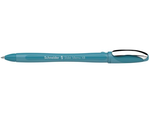 Balpen Schneider Slider Memo Colour Edition XB 1,4mm Teal   blauw schrijvend