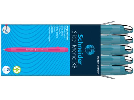 Balpen Schneider Slider Memo Colour Edition XB 1,4mm Teal   blauw schrijvend
