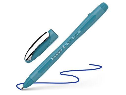 Balpen Schneider Slider Memo Colour Edition XB 1,4mm Teal   blauw schrijvend