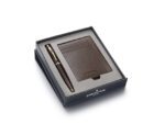 Balpen giftset Sheaffer 100 9370 glossy brown gold tone met creditcardhouder rustic mocha