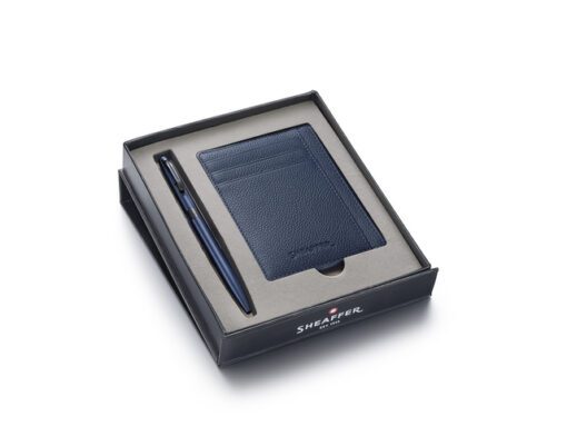 Balpen giftset Sheaffer Reminder 9018 Matte bleu polished   black PVD met  creditcardhouder sapphire night