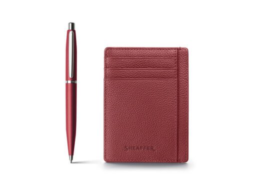 Balpen giftset Sheaffer VFM 9403 Excessive red chrome       plated met creditcardhouder scarlet blaze