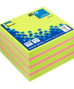 Info notes 75x75mm assorti blok a 450 vel fluor kleuren