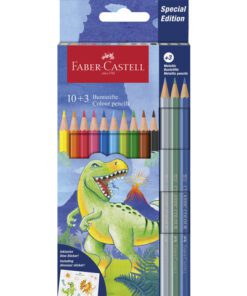 Kleurpotlood Faber-Castell Dino 10 Classic Colour + 3       metallic kleuren incl. stickervel