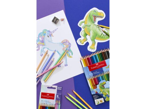 Kleurpotlood Faber-Castell Dino 10 Classic Colour + 3       metallic kleuren incl. stickervel
