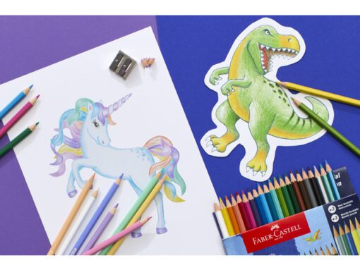 Kleurpotlood Faber-Castell Dino 18 Classic Colour + 6 (3    metallic kleurenen 3 neon) incl. stickervel