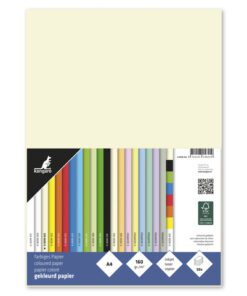 houtvrij en chloorvrij gebleekt papier. Leverbaar in verschillende kleuren. Pak à 50 vel
