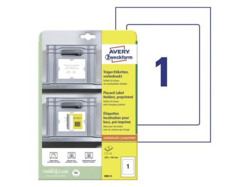 Positioneer etiket Avery voorbedrukt 220x160mm 5 vel 1      etiket per vel 3-talig