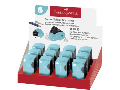 Puntenslijper Faber-Castell SLEEVE dubbel turquoise         linkshandig