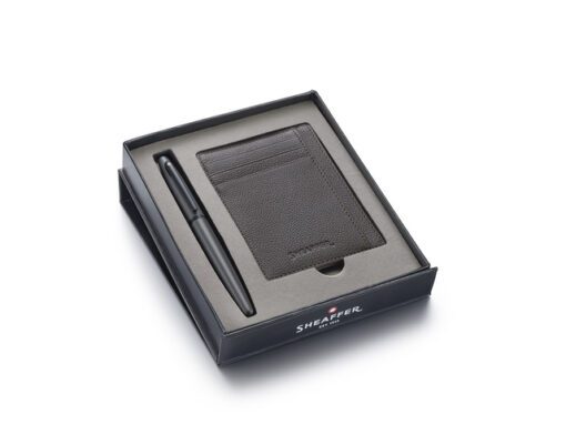 Rollerball giftset Sheaffer VFM 9424 Matt grey black tone   met creditcardhouder driftwood grey