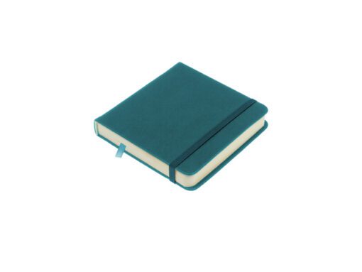 Schetsboek Kangaro 12x12cm dark turquoise PU HC 80 vel      140gr roomwit met elastiek en lint