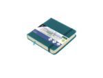 Schetsboek Kangaro 12x12cm dark turquoise PU HC 80 vel      140gr roomwit met elastiek en lint