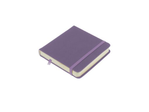 Schetsboek Kangaro 12x12cm heather purple PU HC 80 vel      140gr roomwit met elastiek en lint