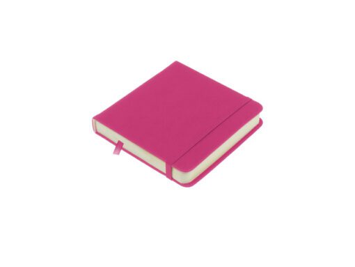 Schetsboek Kangaro 12x12cm hot pink PU HC 80 vel 140gr      roomwit met elastiek en lint