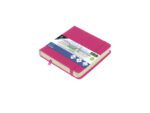 Schetsboek Kangaro 12x12cm hot pink PU HC 80 vel 140gr      roomwit met elastiek en lint