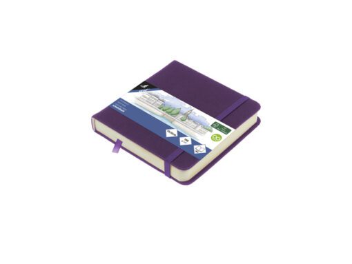 Schetsboek Kangaro 12x12cm purple heart PU HC 80 vel 140gr  roomwit met elastiek en lint