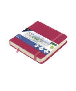 Schetsboek Kangaro 12x12cm ruby PU HC 80 vel 140gr roomwit  met elastiek en lint