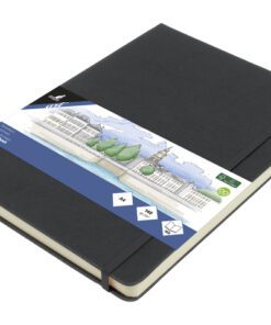 Schetsboek Kangaro A4 cold grey PU HC 80 vel 140gr roomwit  met elastiek en lint