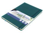 Schetsboek Kangaro A4 dark turquoise PU HC 80 vel 140gr     roomwit met elastiek en lint