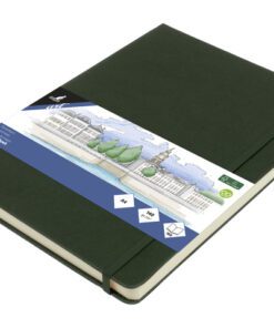 Schetsboek Kangaro A4 forest green PU HC 80 vel 140gr       roomwit met elastiek en lint