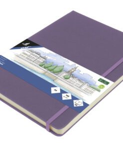 Schetsboek Kangaro A4 heather purple PU HC 80 vel 140gr     roomwit met elastiek en lint