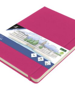 Schetsboek Kangaro A4 hot pink PU HC 80 vel 140gr roomwit   met elastiek en lint