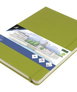 Schetsboek Kangaro A4 lime green PU HC 80 vel 140gr roomwit met elastiek en lint