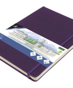 Schetsboek Kangaro A4 purple heart PU HC 80 vel 140gr       roomwit met elastiek en lint