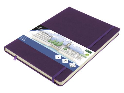 Schetsboek Kangaro A4 purple heart PU HC 80 vel 140gr       roomwit met elastiek en lint