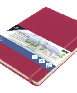 Schetsboek Kangaro A4 ruby PU HC 80 vel 140gr roomwit met   elastiek en lint