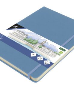 Schetsboek Kangaro A4 sky blue PU HC 80 vel 140gr roomwit   met elastiek en lint