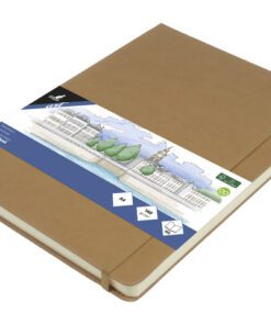 Schetsboek Kangaro A4 taupe PU HC 80 vel 140gr roomwit met  elastiek en lint