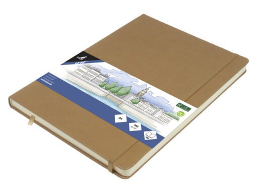 Schetsboek Kangaro A4 taupe PU HC 80 vel 140gr roomwit met  elastiek en lint