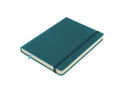 Schetsboek Kangaro A5 dark turquoise PU HC 80 vel 140gr     roomwit met elastiek en lint