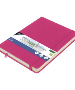 Schetsboek Kangaro A5 hot pink PU HC 80 vel 140gr roomwit   met elastiek en lint