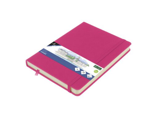 Schetsboek Kangaro A5 hot pink PU HC 80 vel 140gr roomwit   met elastiek en lint