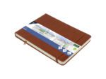 Schetsboek Kangaro A5 landscape cognac PU HC 80 vel 140gr   roomwit met elastiek en lint
