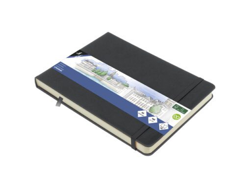 Schetsboek Kangaro A5 landscape cold grey PU HC 80 vel      140gr roomwit met elastiek en lint