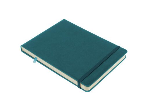 Schetsboek Kangaro A5 landscape dark turquoise PU HC 80 vel 140gr roomwit met elastiek en lint