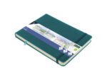 Schetsboek Kangaro A5 landscape dark turquoise PU HC 80 vel 140gr roomwit met elastiek en lint
