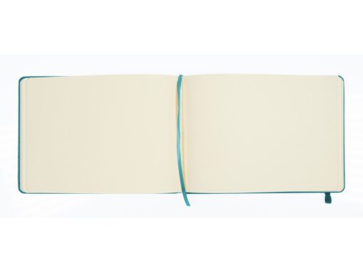 Schetsboek Kangaro A5 landscape dark turquoise PU HC 80 vel 140gr roomwit met elastiek en lint