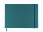 Schetsboek Kangaro A5 landscape dark turquoise PU HC 80 vel 140gr roomwit met elastiek en lint
