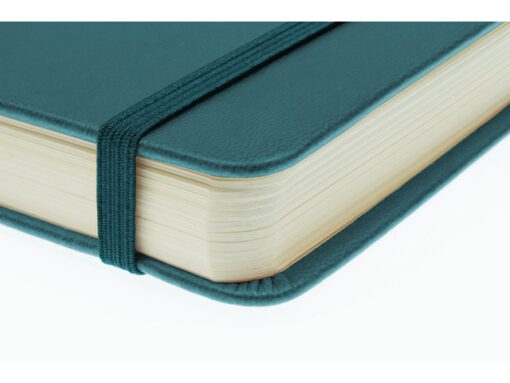 Schetsboek Kangaro A5 landscape dark turquoise PU HC 80 vel 140gr roomwit met elastiek en lint