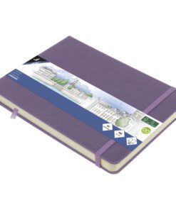 Schetsboek Kangaro A5 landscape heather purple PU HC 80 vel 140gr roomwit met elastiek en lint
