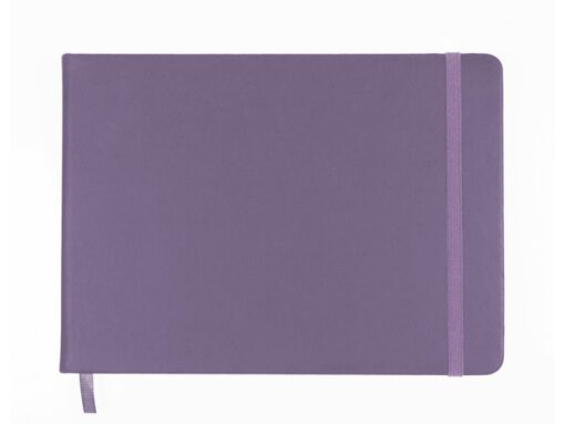 Schetsboek Kangaro A5 landscape heather purple PU HC 80 vel 140gr roomwit met elastiek en lint