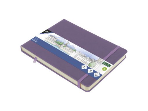 Schetsboek Kangaro A5 landscape heather purple PU HC 80 vel 140gr roomwit met elastiek en lint