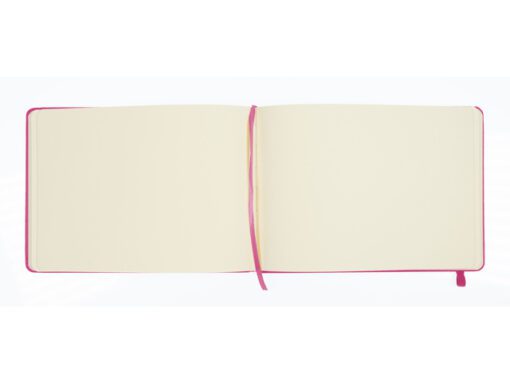 Schetsboek Kangaro A5 landscape hot pink PU HC 80 vel 140gr roomwit met elastiek en lint