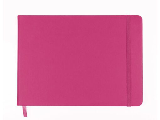 Schetsboek Kangaro A5 landscape hot pink PU HC 80 vel 140gr roomwit met elastiek en lint